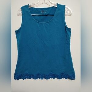 COLDWATER CREEK Blue Sleeveless Top 95%COTTON 5%SPANDEX M 10-12